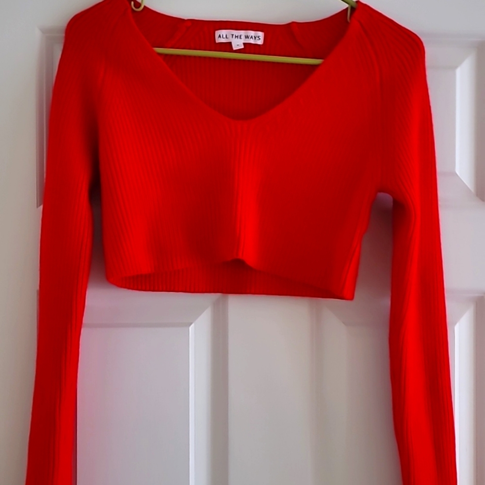 Cropped red All the Ways sweater in small